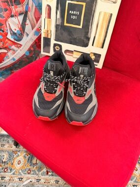 Black and Red Chunky Sneakers